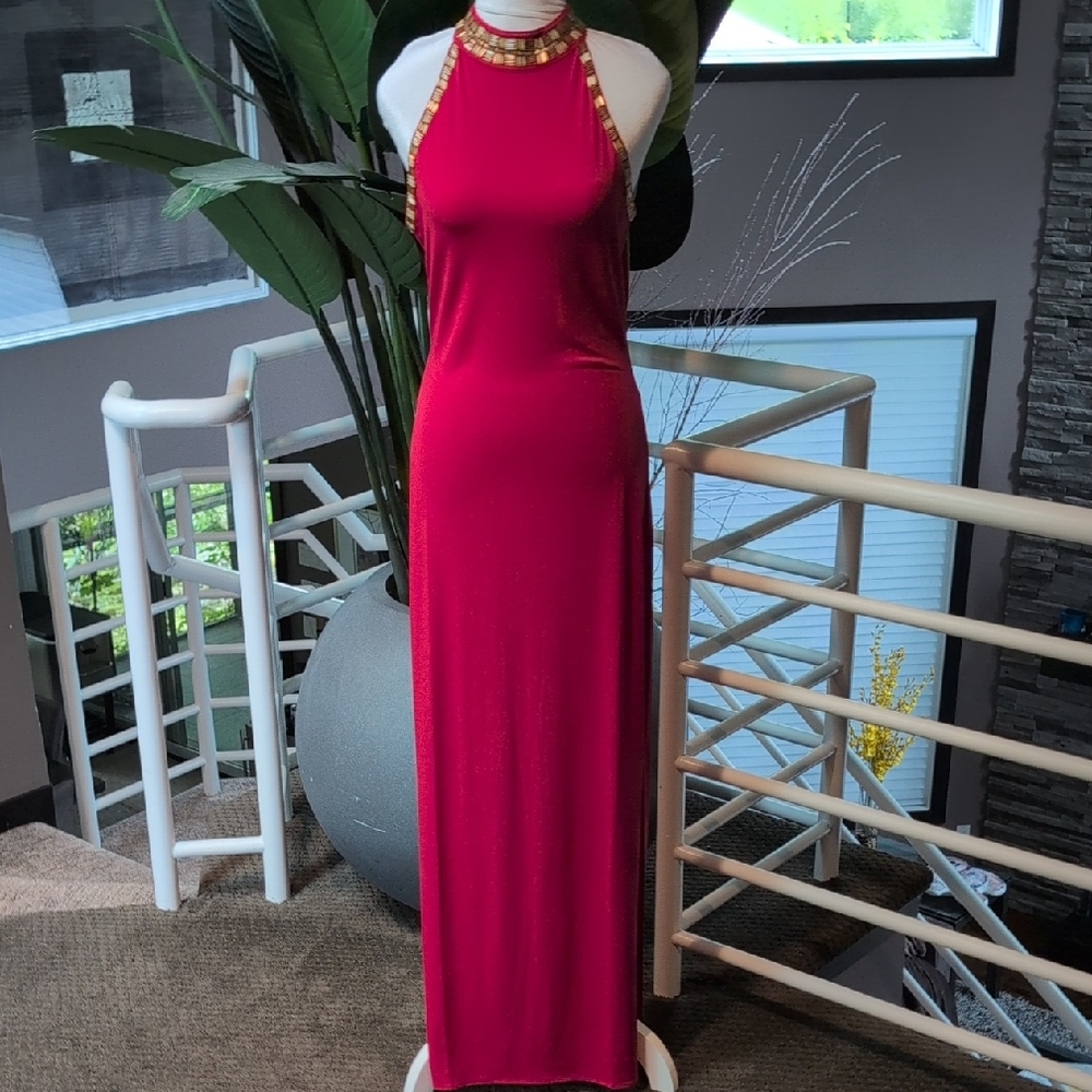 VENUS Vibrant Red Backless Gown